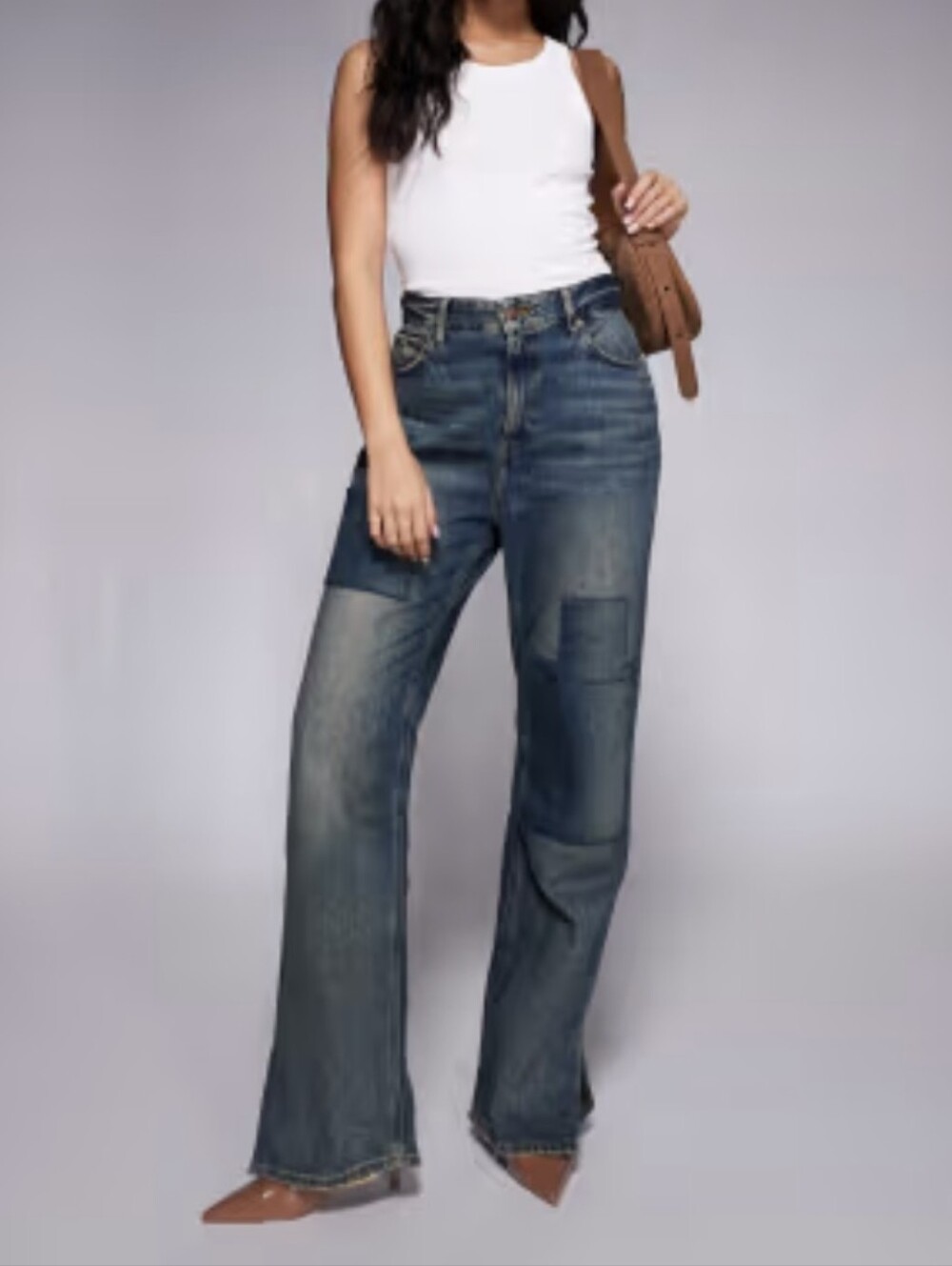 NWT Good American Khloe Patchwork Jeans-Indigo 1095